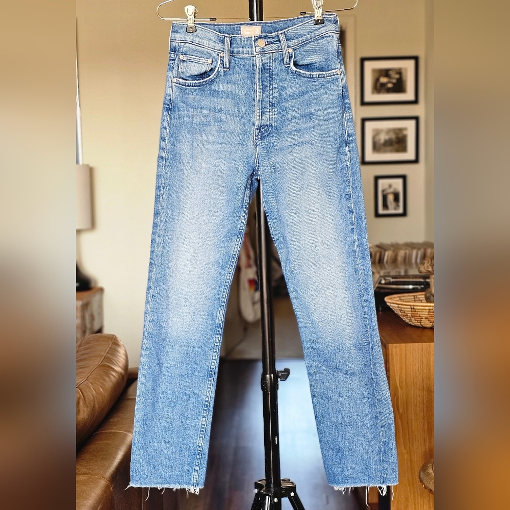 MOTHER Straight Leg Jeans in Light Blue Wash